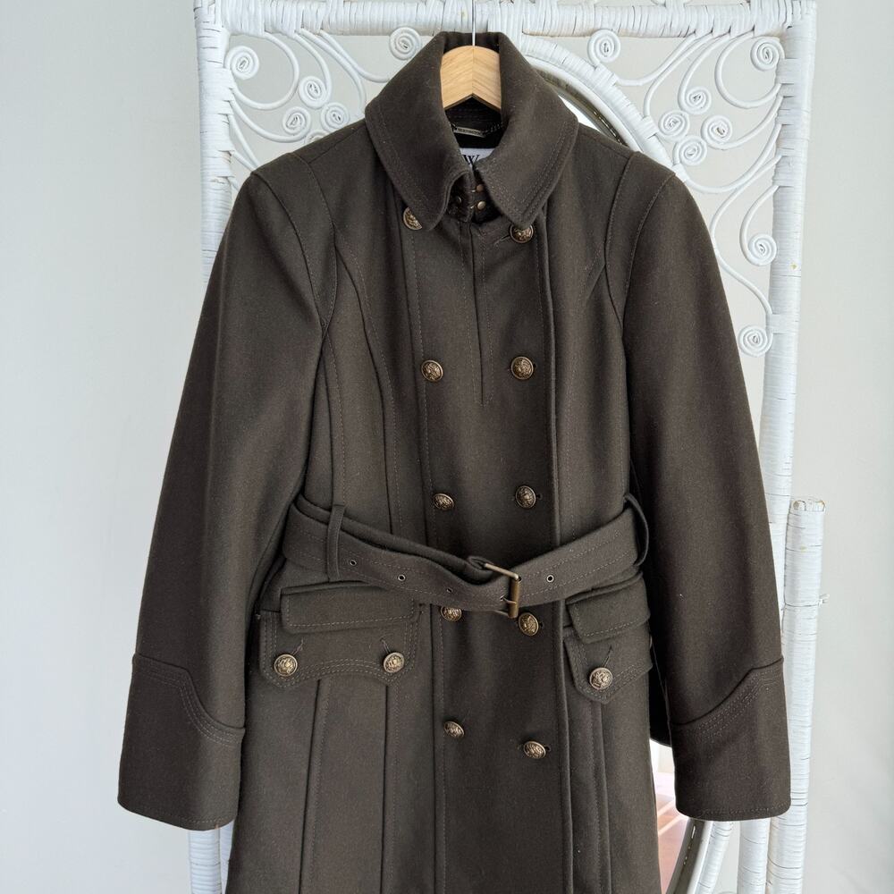 Vintage Worthington Wool Blend Coat Womens Small Green Military Double Breasted - Picture 4 of 14